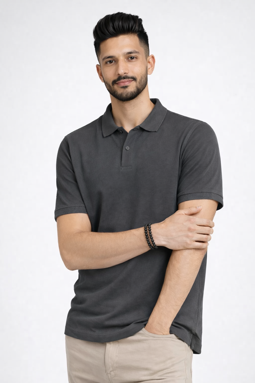 Men’s Plain Collar Neck T-Shirt | Poly-Cotton Regular Fit Half Sleeve Polo T-Shirt (210 GSM) | Made in India