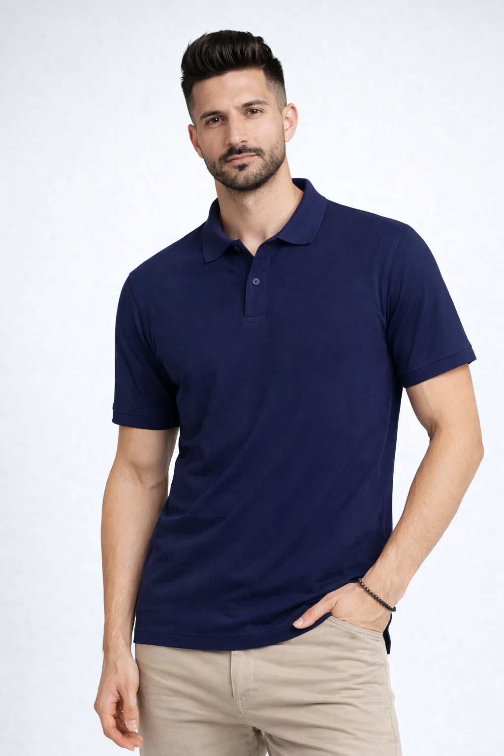Men’s Plain Collar Neck T-Shirt | Poly-Cotton Regular Fit Half Sleeve Polo T-Shirt (210 GSM) | Made in India