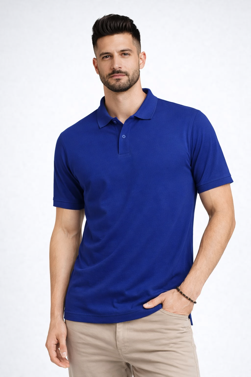 Men’s Plain Collar Neck T-Shirt | Poly-Cotton Regular Fit Half Sleeve Polo T-Shirt (210 GSM) | Made in India