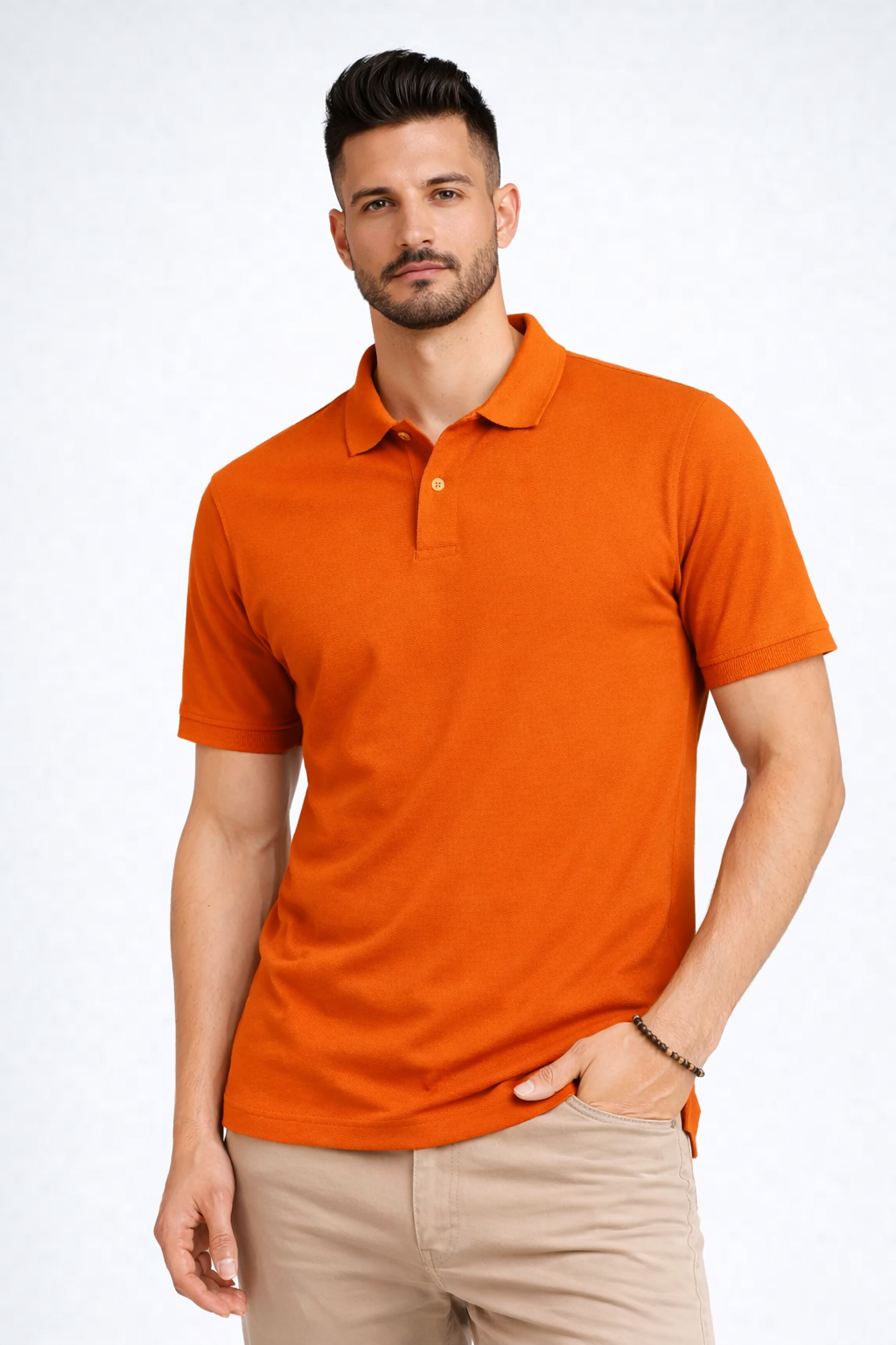 Men’s Plain Collar Neck T-Shirt | Poly-Cotton Regular Fit Half Sleeve Polo T-Shirt (210 GSM) | Made in India
