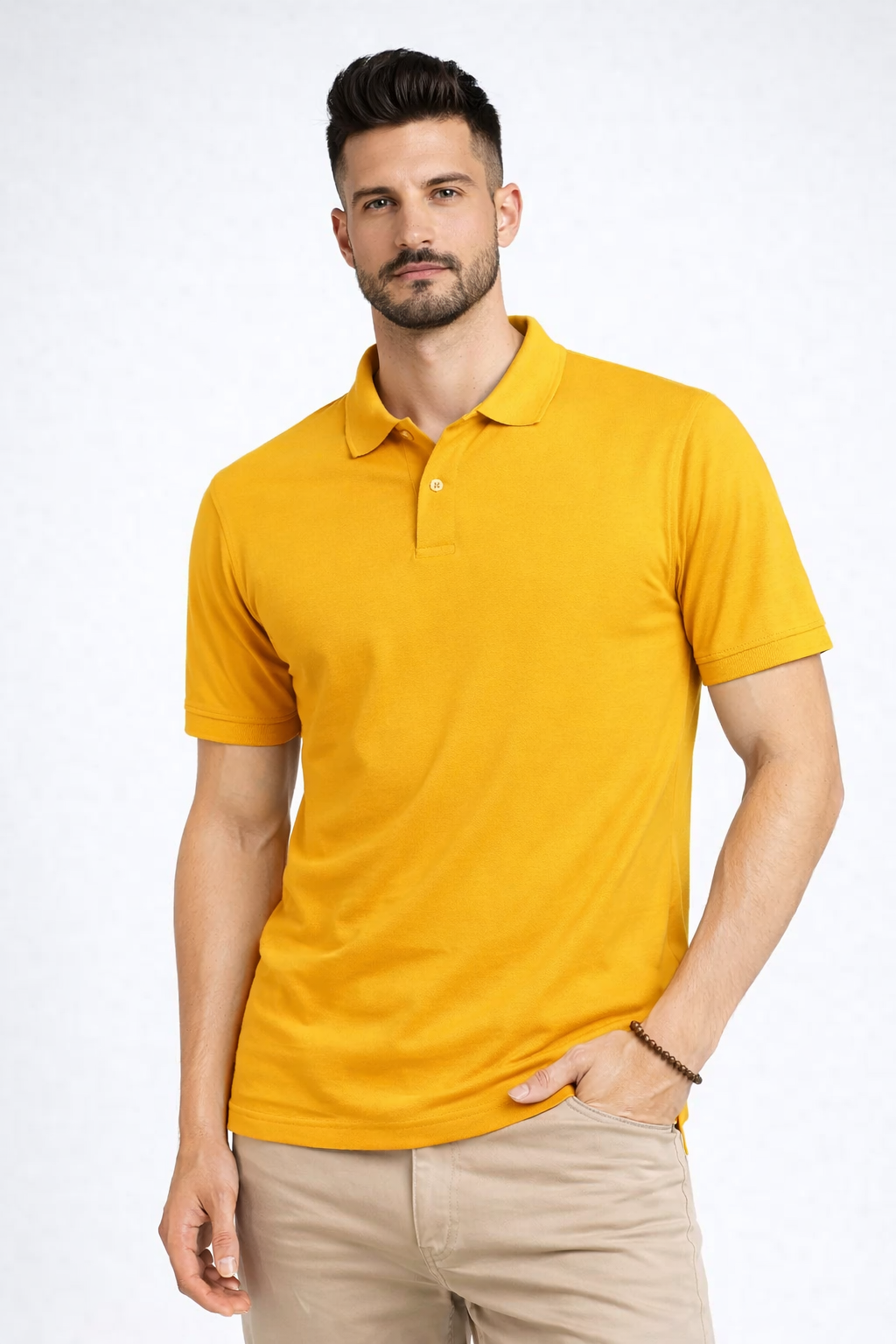 Men’s Plain Collar Neck T-Shirt | Poly-Cotton Regular Fit Half Sleeve Polo T-Shirt (210 GSM) | Made in India