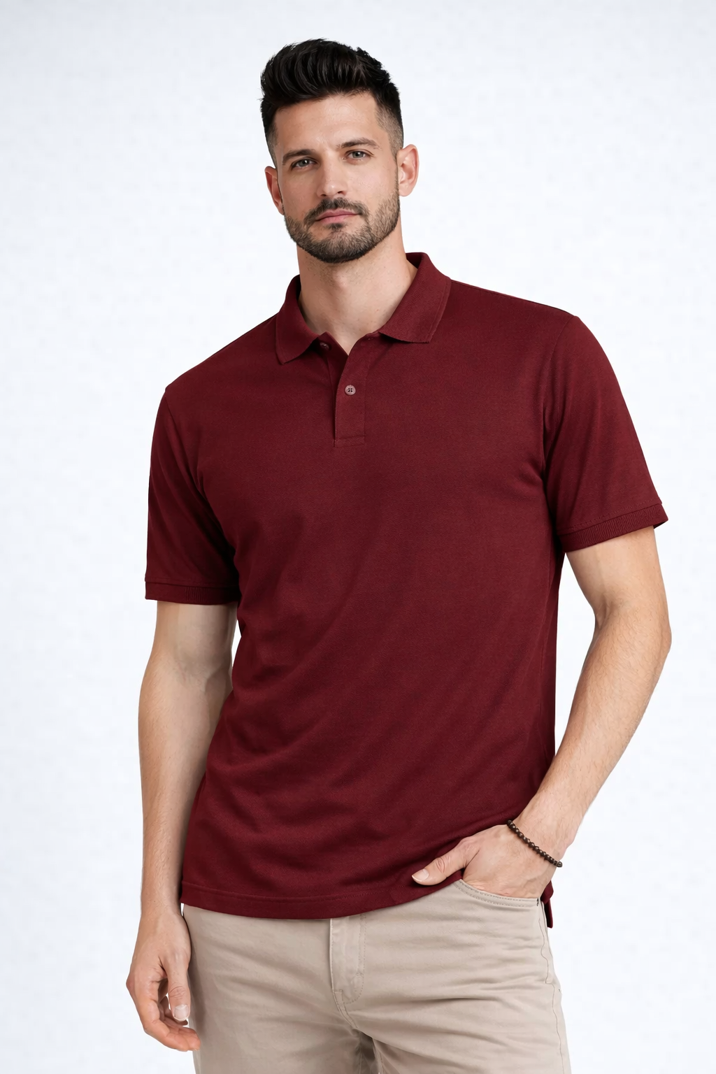 Men’s Plain Collar Neck T-Shirt | Poly-Cotton Regular Fit Half Sleeve Polo T-Shirt (210 GSM) | Made in India