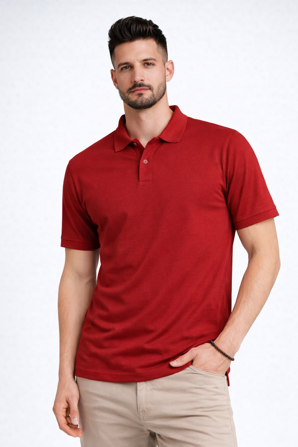Men’s Plain Collar Neck T-Shirt | Poly-Cotton Regular Fit Half Sleeve Polo T-Shirt (210 GSM) | Made in India
