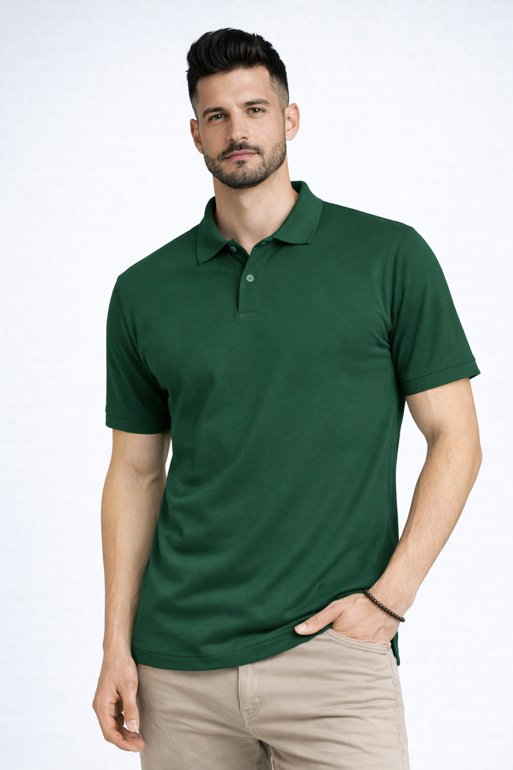 Men’s Plain Collar Neck T-Shirt | Poly-Cotton Regular Fit Half Sleeve Polo T-Shirt (210 GSM) | Made in India