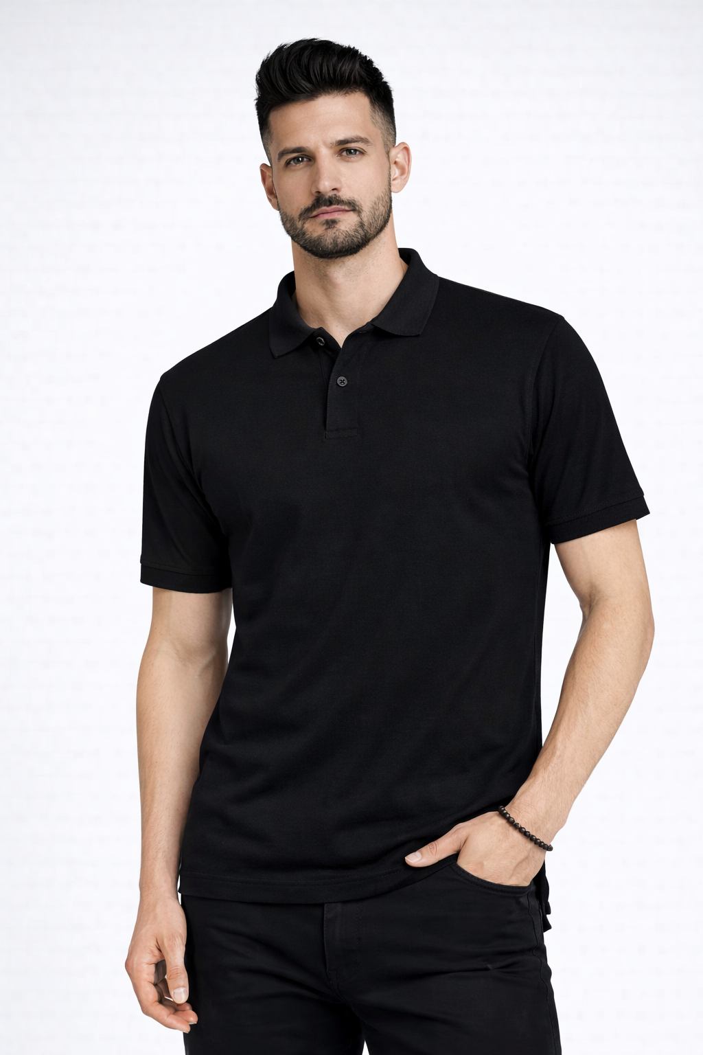 Men’s Plain Collar Neck T-Shirt | Poly-Cotton Regular Fit Half Sleeve Polo T-Shirt (250 GSM) | Made in India