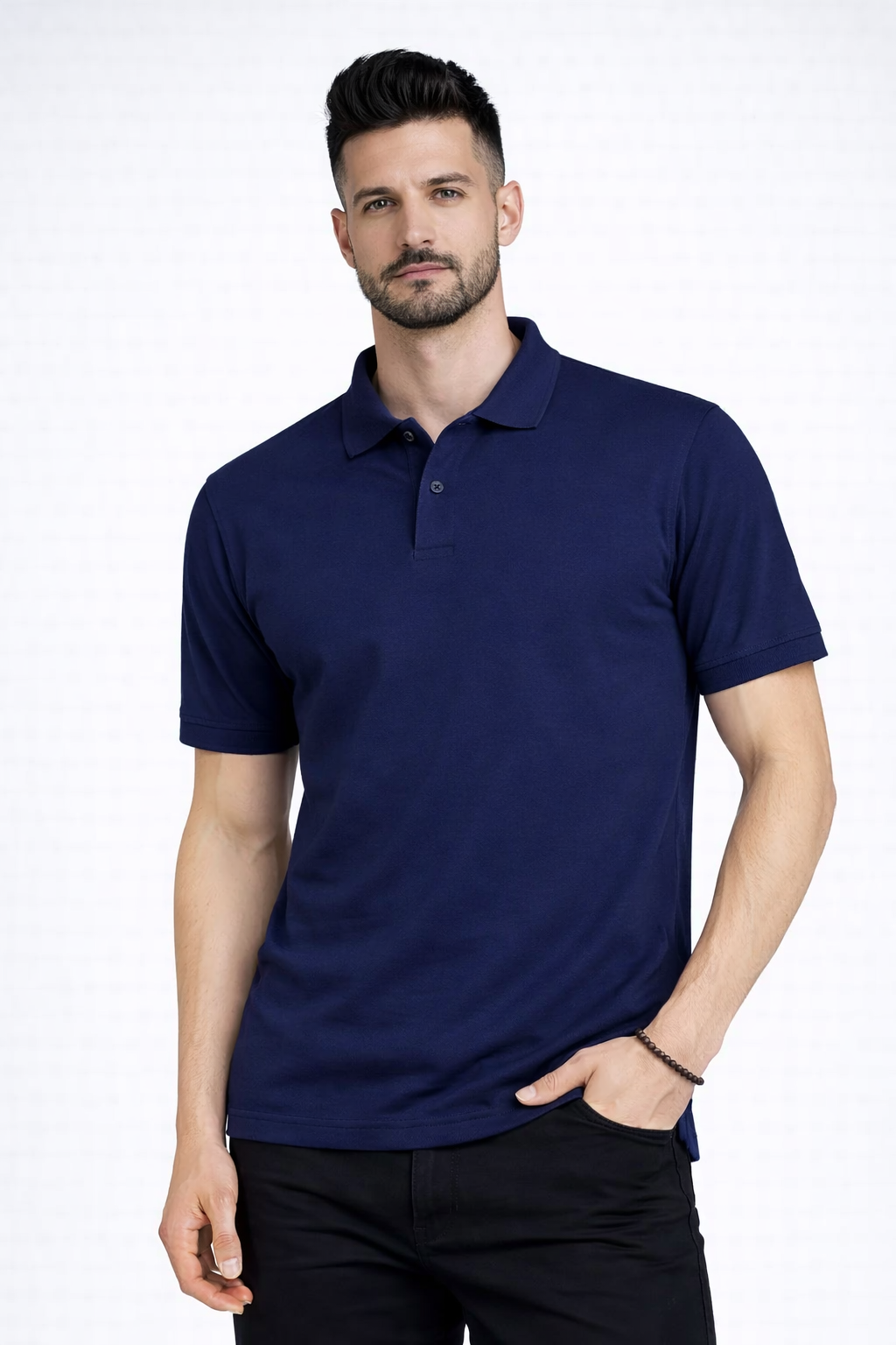 Men’s Plain Collar Neck T-Shirt | Poly-Cotton Regular Fit Half Sleeve Polo T-Shirt (250 GSM) | Made in India