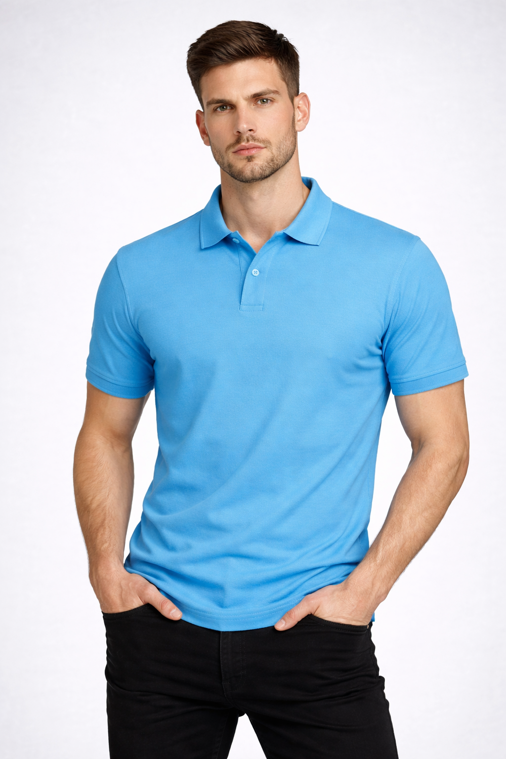 Men’s Plain Collar Neck T-Shirt | Poly-Cotton Regular Fit Half Sleeve Polo T-Shirt (230 GSM) | Made in India