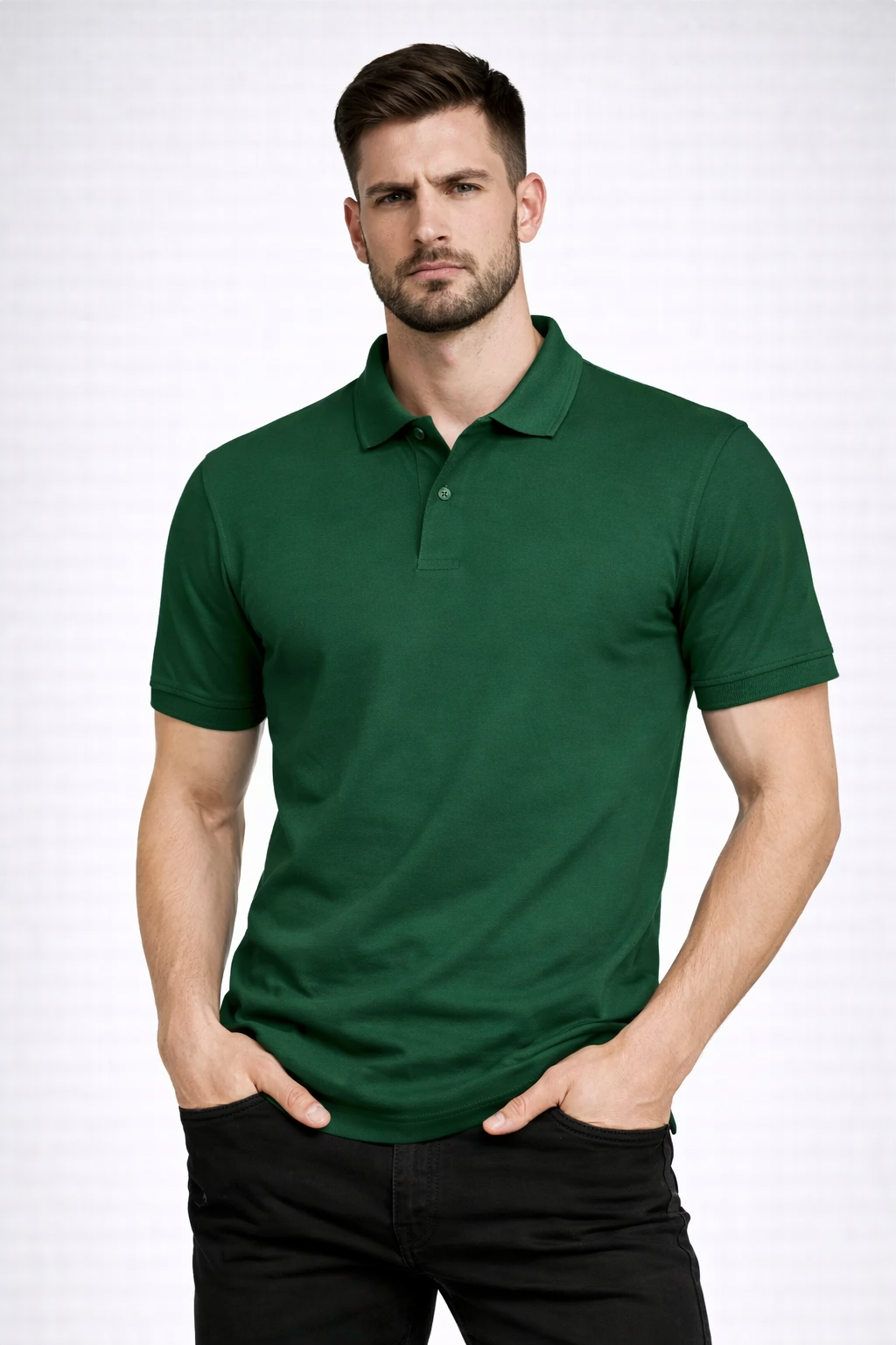 Men’s Plain Collar Neck T-Shirt | Poly-Cotton Regular Fit Half Sleeve Polo T-Shirt (230 GSM) | Made in India
