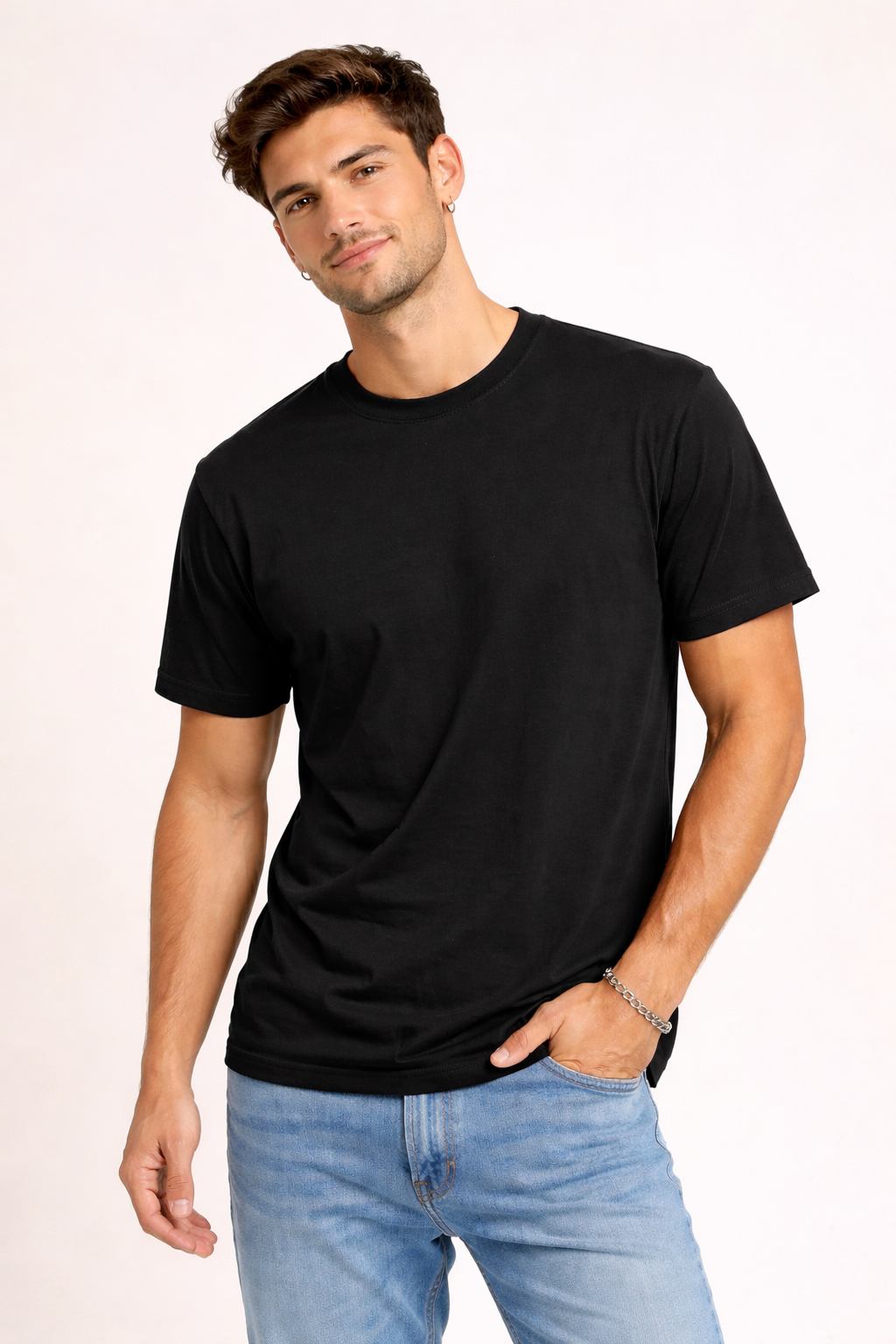 Men’s Plain Collar Neck T-Shirt | Poly-Cotton Regular Fit Half Sleeve Polo T-Shirt (210 GSM) | Made in India