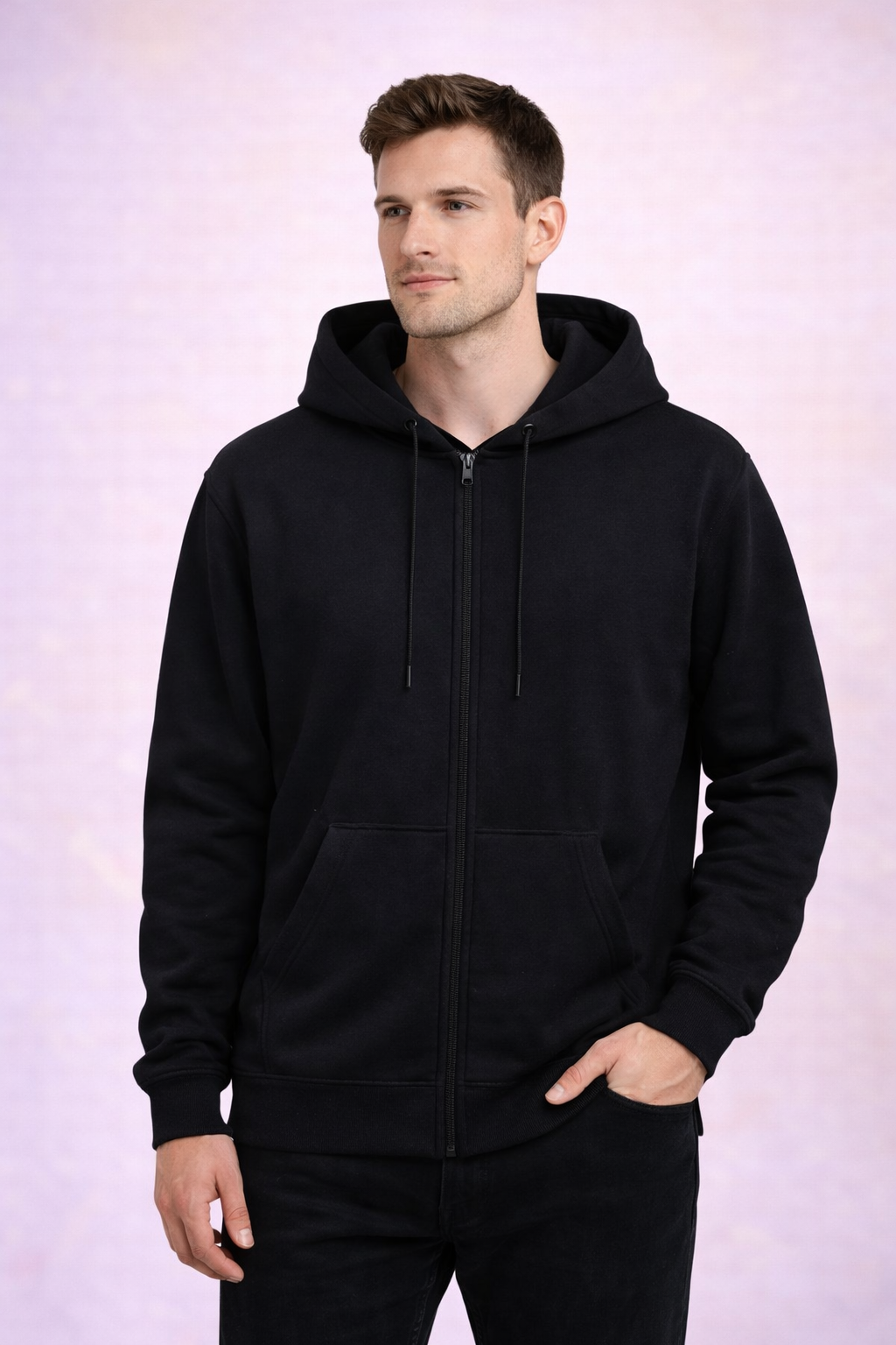 Men’s Zippered Hoodie | Poly-Cotton Regular Fit Sweatshirt | Full Sleeve | 350 GSM | Made in India