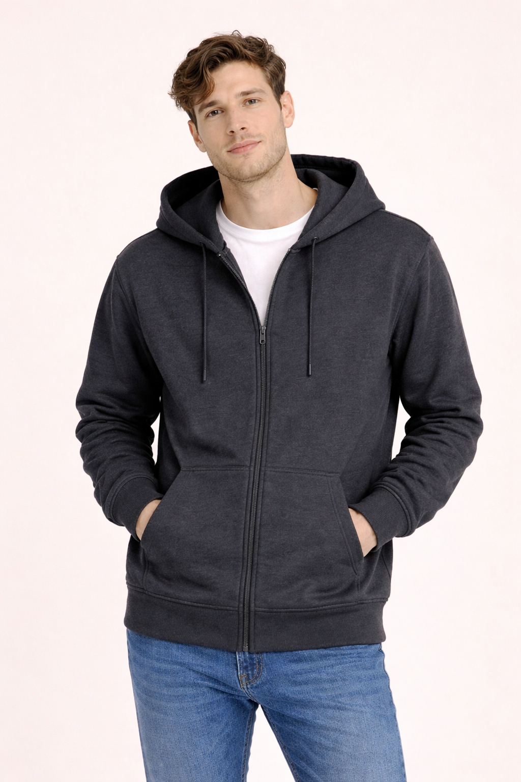 Men’s Zippered Hoodie | Poly-Cotton Regular Fit Sweatshirt | Full Sleeve | 350 GSM | Made in India