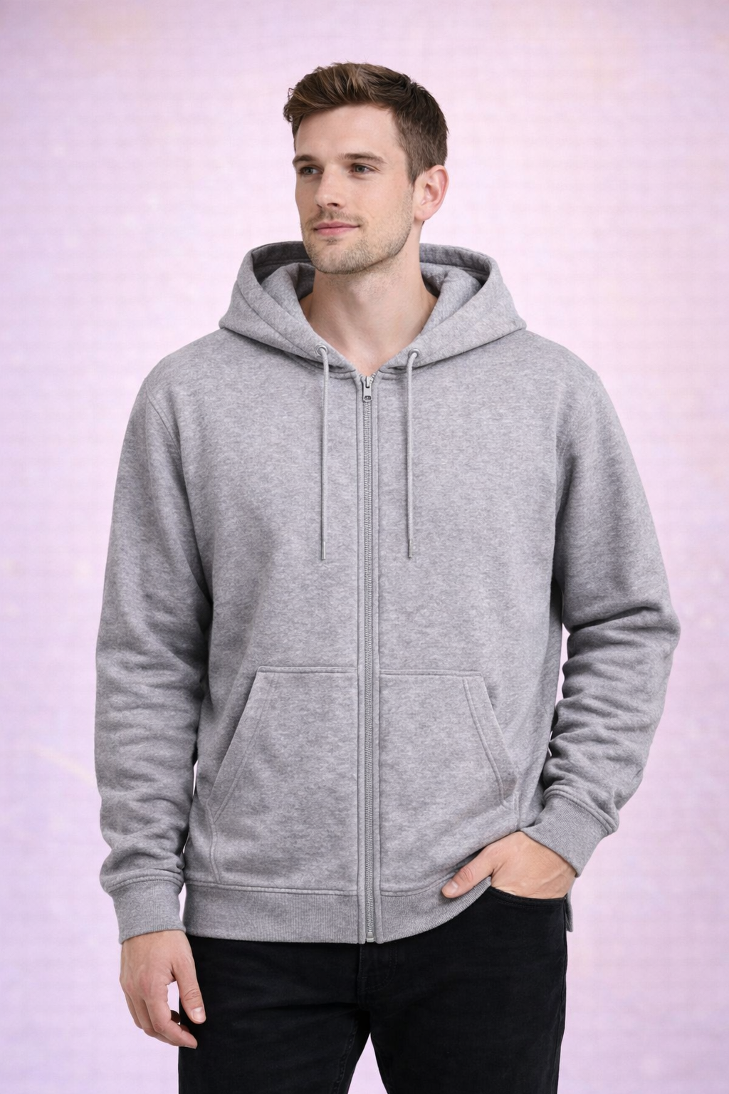 Men’s Zippered Hoodie | Poly-Cotton Regular Fit Sweatshirt | Full Sleeve | 350 GSM | Made in India