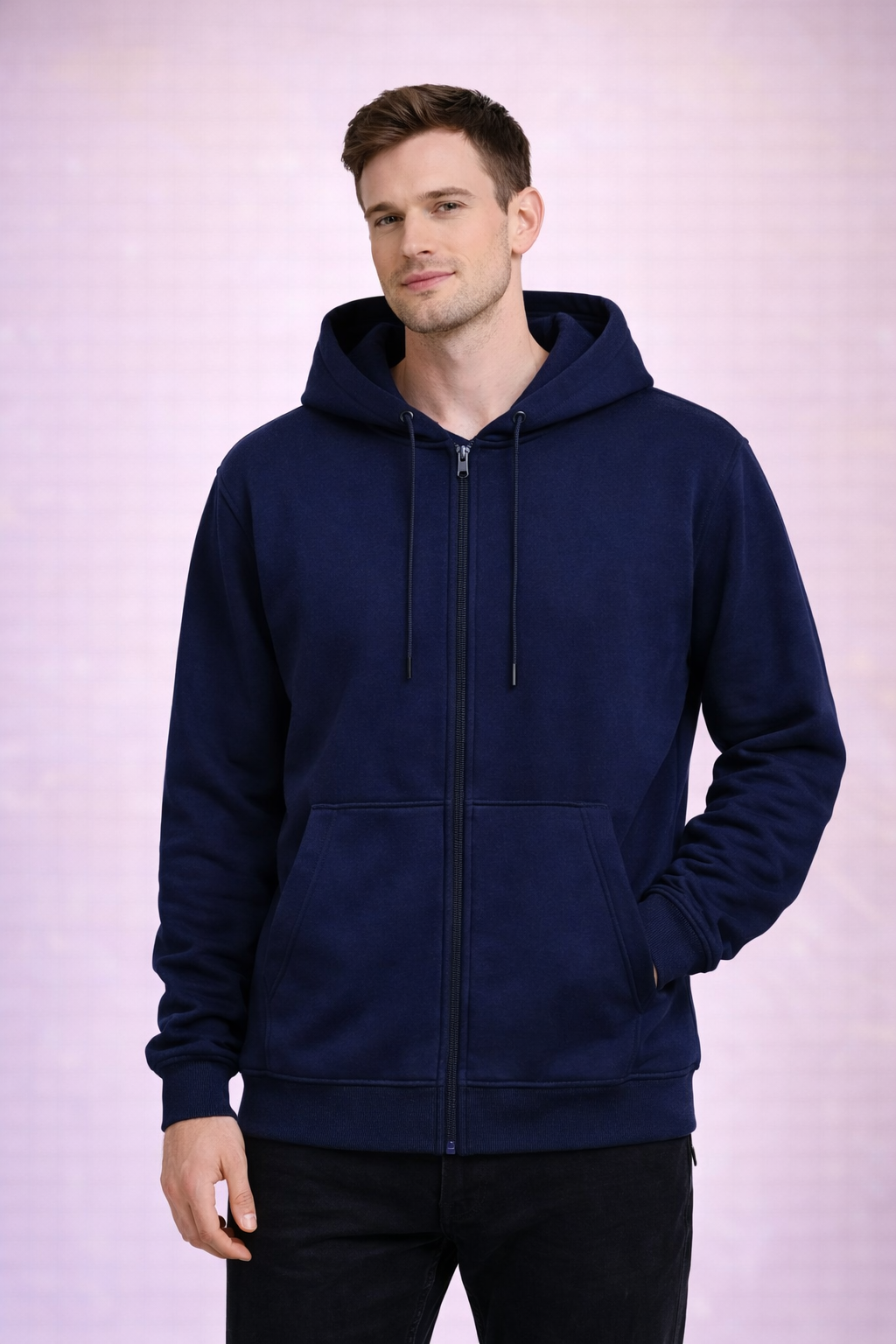 Men’s Zippered Hoodie | Poly-Cotton Regular Fit Sweatshirt | Full Sleeve | 350 GSM | Made in India