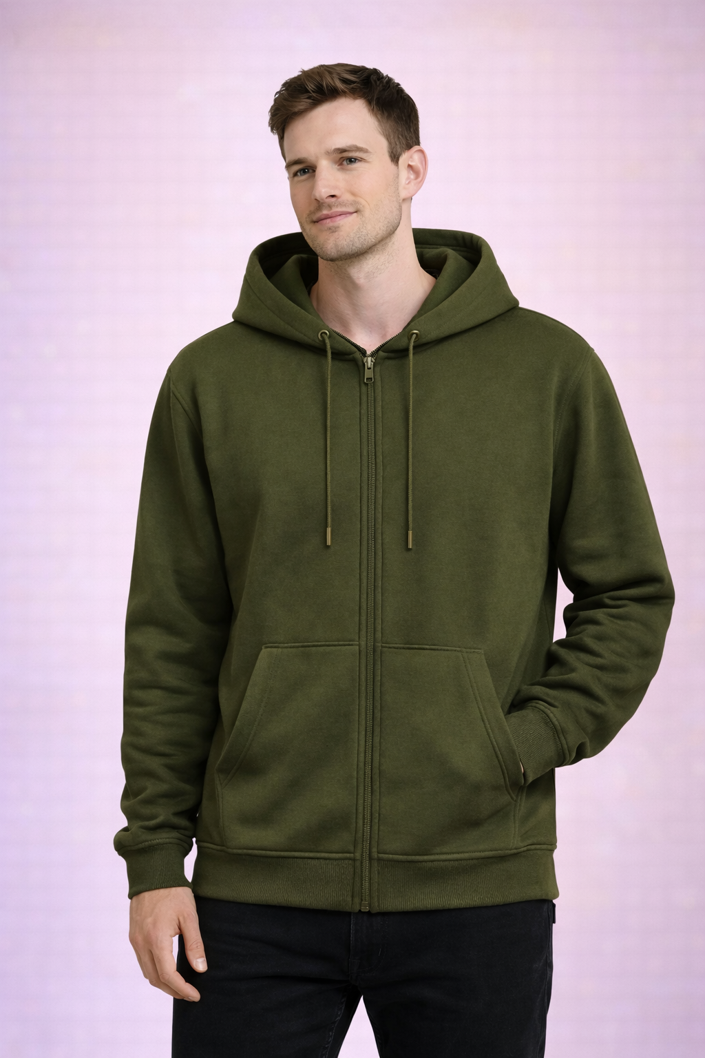 Men’s Zippered Hoodie | Poly-Cotton Regular Fit Sweatshirt | Full Sleeve | 350 GSM | Made in India