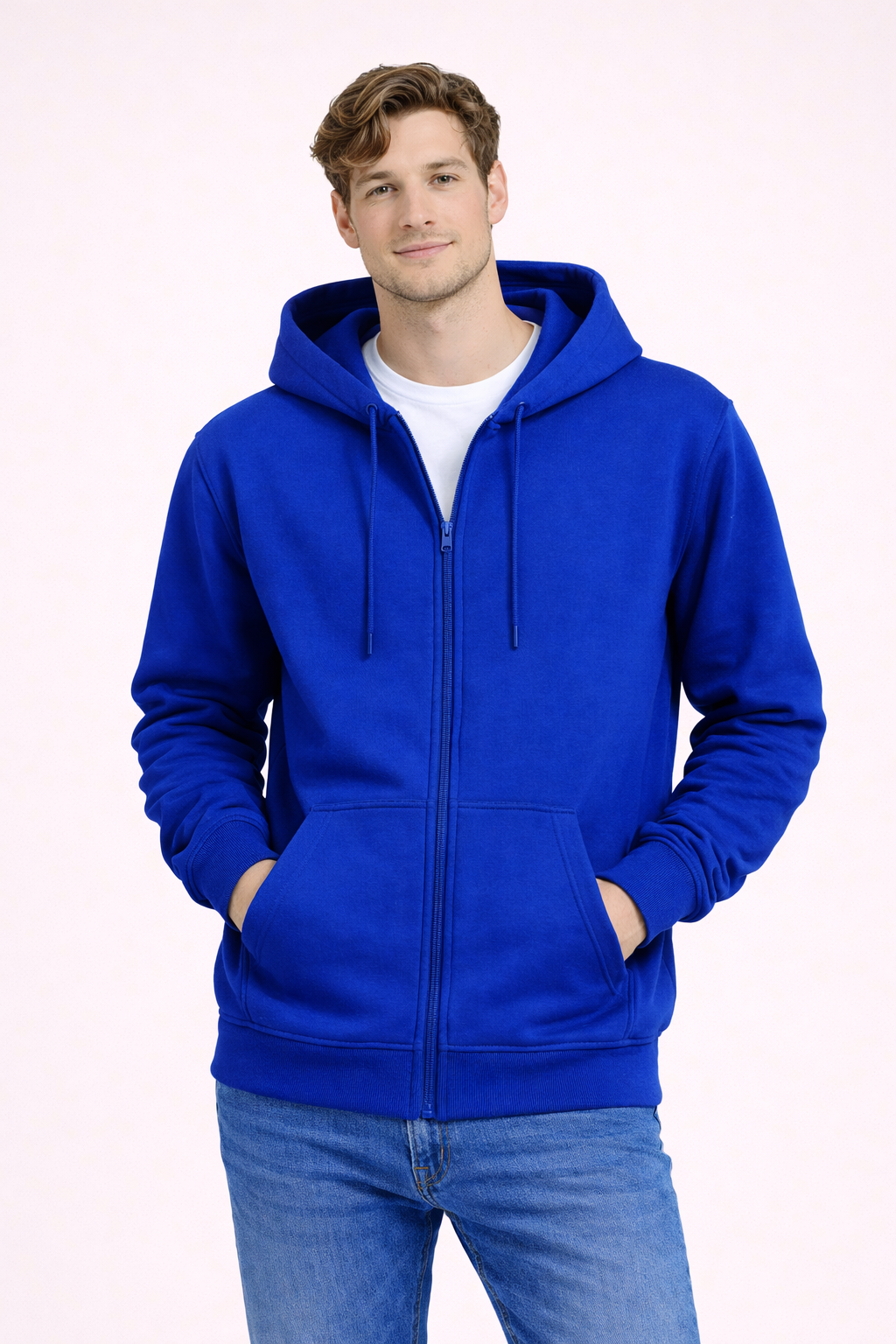 Men’s Zippered Hoodie | Poly-Cotton Regular Fit Sweatshirt | Full Sleeve | 350 GSM | Made in India