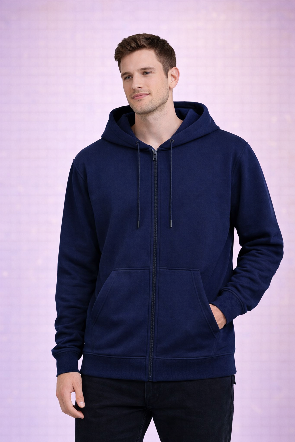 Men’s Zippered Hoodie | Poly-Cotton Regular Fit Sweatshirt | Full Sleeve | 300 GSM | Made in India