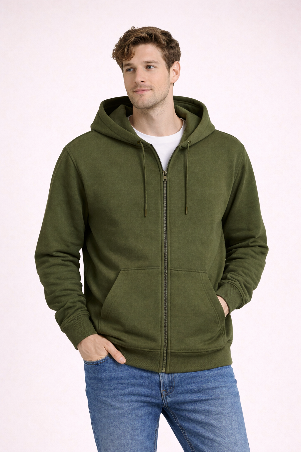 Men’s Zippered Hoodie | Poly-Cotton Regular Fit Sweatshirt | Full Sleeve | 300 GSM | Made in India