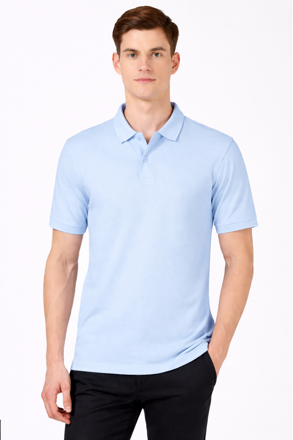 Men’s Plain Collar Neck T-Shirt | Poly-Cotton Regular Fit Half Sleeve Polo T-Shirt (230 GSM) | Made in India