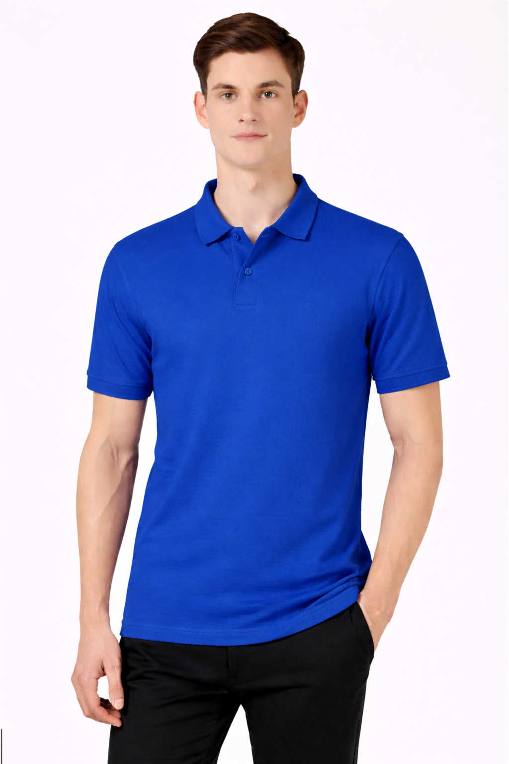 Men’s Plain Collar Neck T-Shirt | Poly-Cotton Regular Fit Half Sleeve Polo T-Shirt (230 GSM) | Made in India
