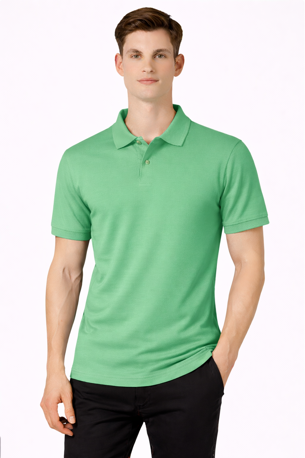 Men’s Plain Collar Neck T-Shirt | Poly-Cotton Regular Fit Half Sleeve Polo T-Shirt (230 GSM) | Made in India