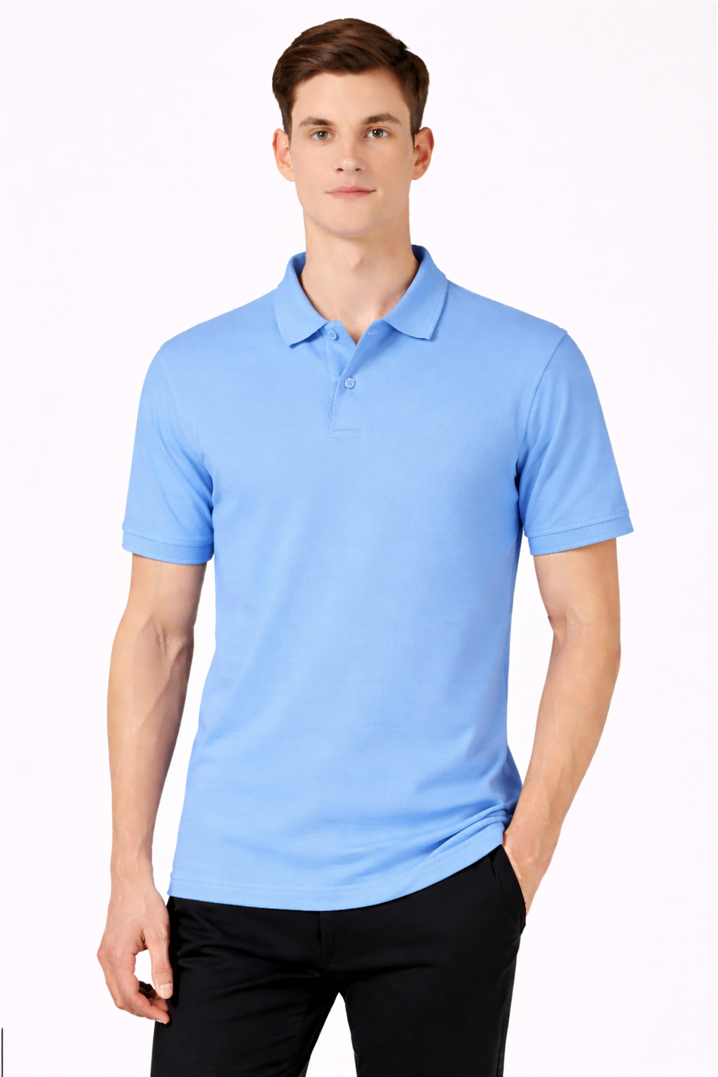 Men’s Plain Collar Neck T-Shirt | Poly-Cotton Regular Fit Half Sleeve Polo T-Shirt (230 GSM) | Made in India